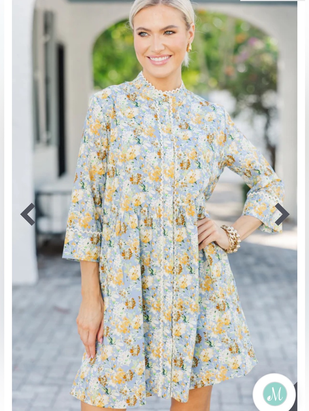 Shop The Mint - Always The One Slate Blue Floral Shift Dress